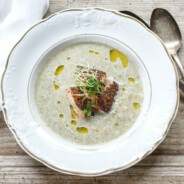 Fennel and Leek Soup with Smoked Salmon