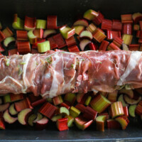Prosciutto Wrapped Pork Filet and Savory Rhubarb