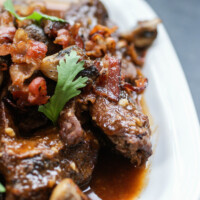 Slow Cooked Beef Short Ribs with Bacon and Mushrooms
